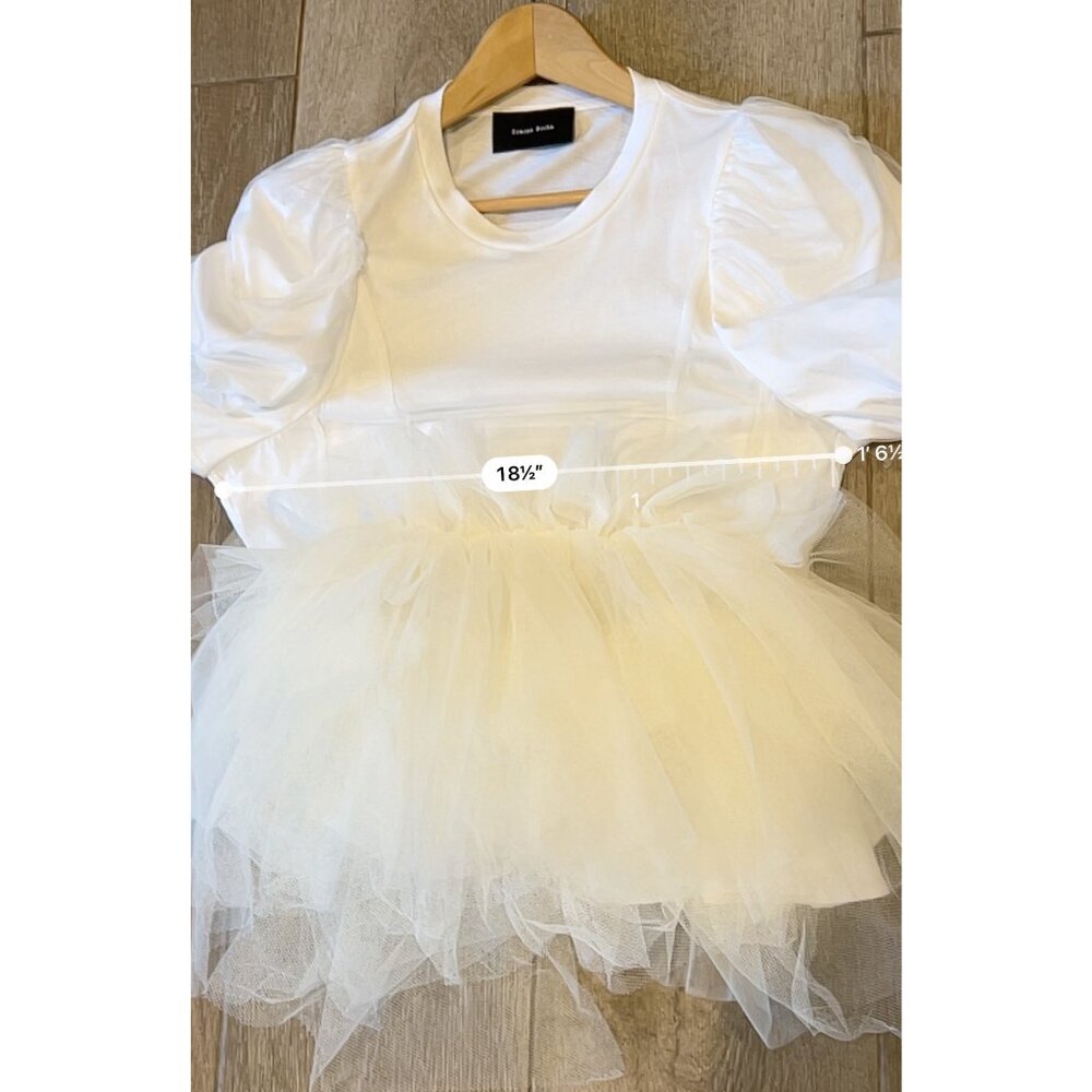 SIMONE ROCHA White Tulle Overlay Puff Sleeve Tutu top T-shirt size L - Picture 10 of 10